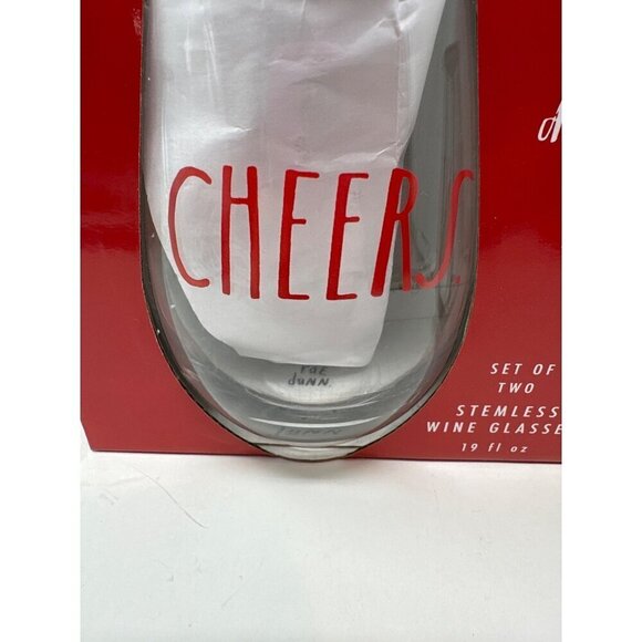 Rae Dunn Christmas Wine Glass Set Festive Holiday LL Barware Red Clear Drinkware - Picture 2 of 10